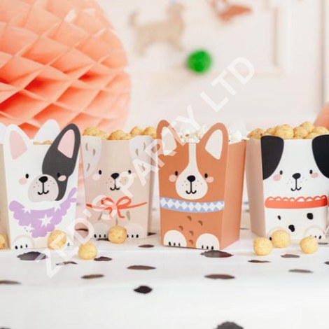 Puppy Party Popcorn Boxes x 6 - Puppy and Dog Party party box Puppy Party Popcorn Boxes x 6