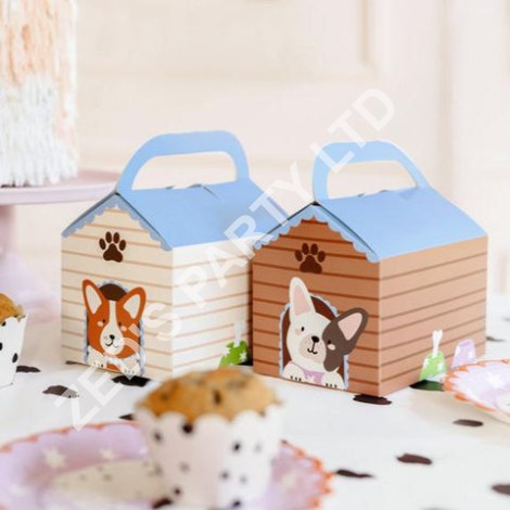 Puppy Party Doghouse Cake Boxes x 6 - Puppy and Dog Party party box Puppy Party Doghouse Cake Boxes x 6