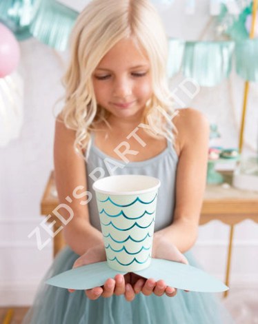 Mermaid Party Mermaid Tail Paper Party Cups x 8 - Mermaid Party Decorations - My Mind's Eye Disposable Cups Mermaid Party Mermaid Tail Paper Party Cups x 8