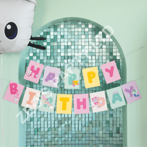 Gabby's Dollhouse Happy Birthday Banner - 3m - Gabby's Dollhouse Party Supplies Bunting Gabby's Dollhouse Happy Birthday Banner - 3m