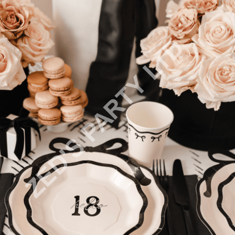Cream and Black Bows Paper Cups