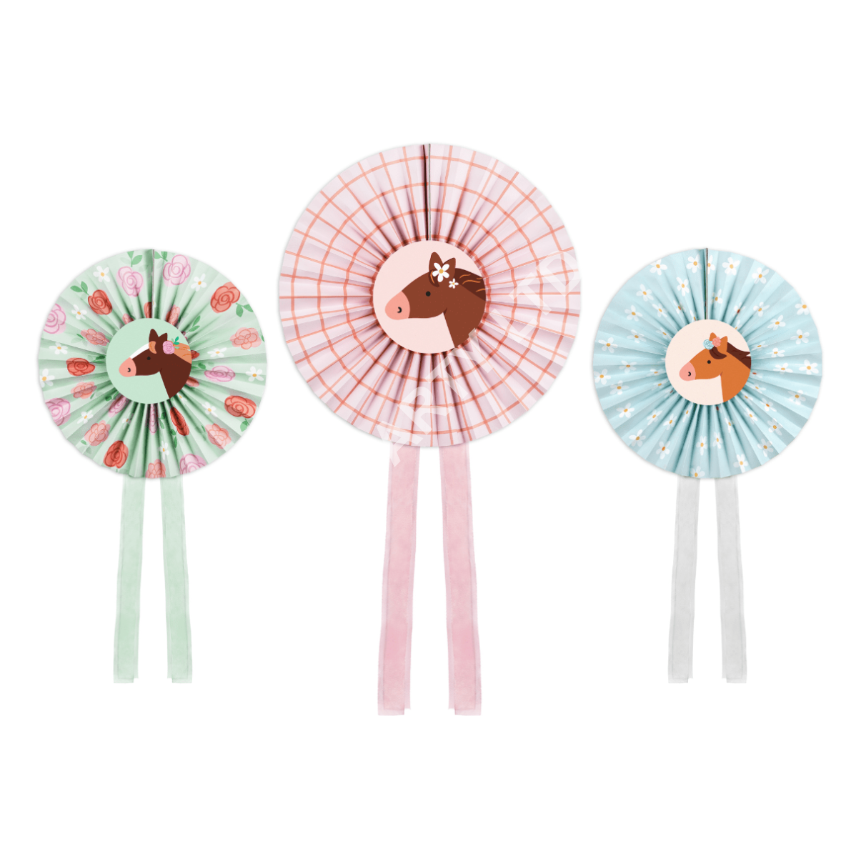 Horse Party Rosette Decorations x 3 - Horse Party Supplies Rosette Horse Party Rosette Decorations x 3