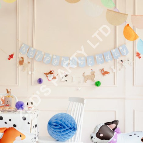 Puppy Party Happy Birthday Banner - Puppy Party Decorations Bunting Puppy Party Happy Birthday Banner