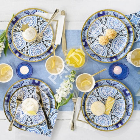 Coterie Party Supplies - Amalfi Blues Small Party Plates x 10 Party Supplies Amalfi Blues Paper Napkins x 25