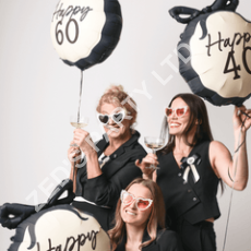 Happy 60 Black Bow Foil Balloon - 60th Birthday Party Balloons Happy 60 Black Bow Foil Balloon