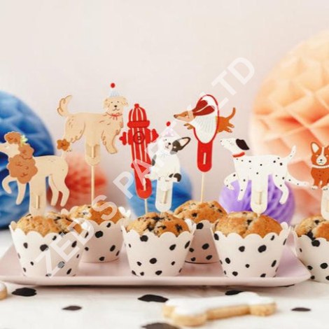 Dog Theme Party Cupcake Toppers x 7 - Puppy Party Supplies Party Supplies Dog Theme Party Cupcake Toppers x 7