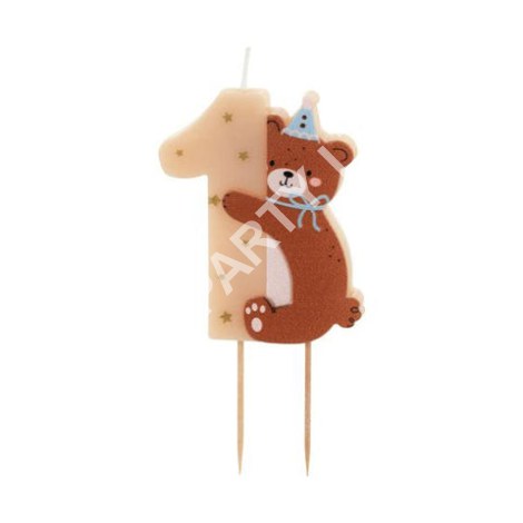 Teddy Bear Number 1 Birthday Candle - 1st Birthday Party Supplies Birthday Candles Teddy Bear Number 1 Birthday Candle