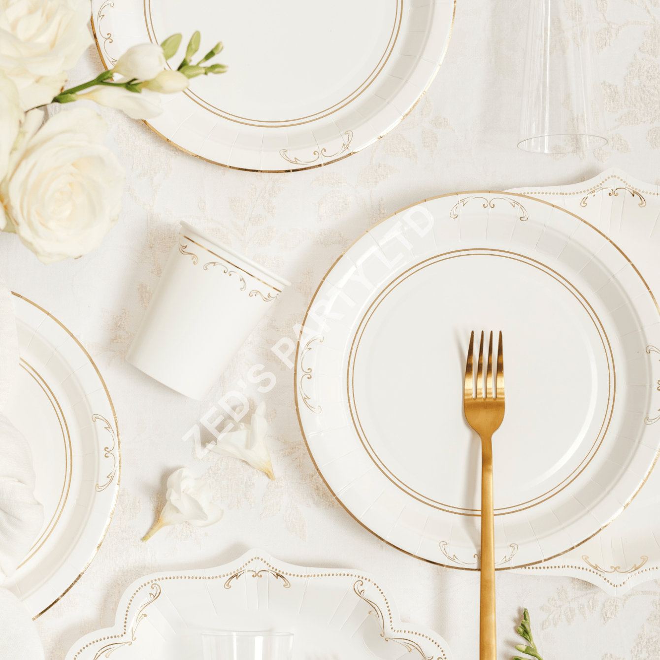 White Lace Style Large Paper Plates x 6