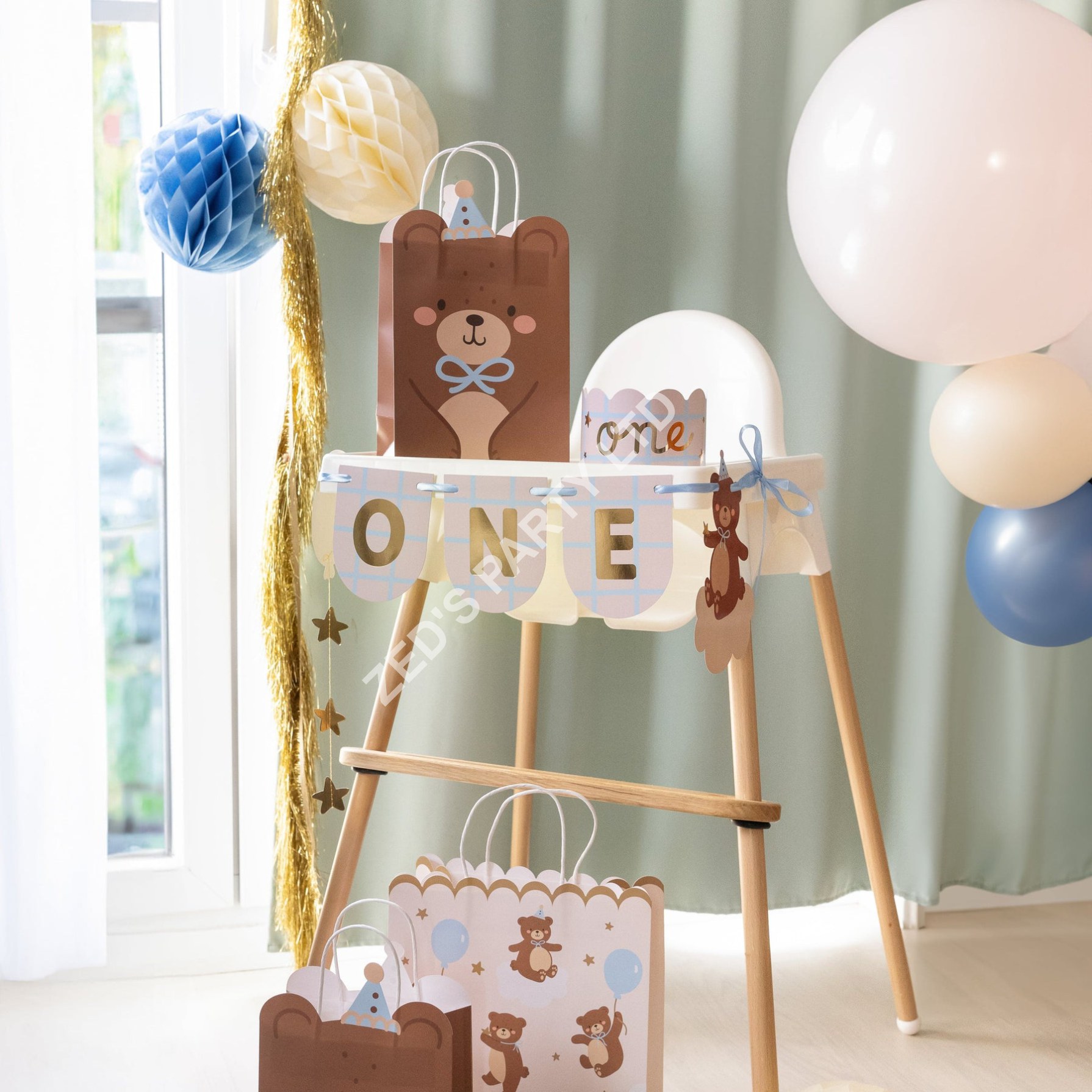First Birthday Teddy Bear Chair Banner & Crown - Image 3