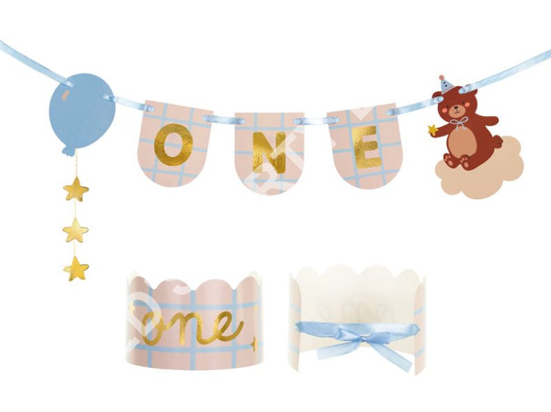 First Birthday Teddy Bear Chair Banner & Crown - Image 4
