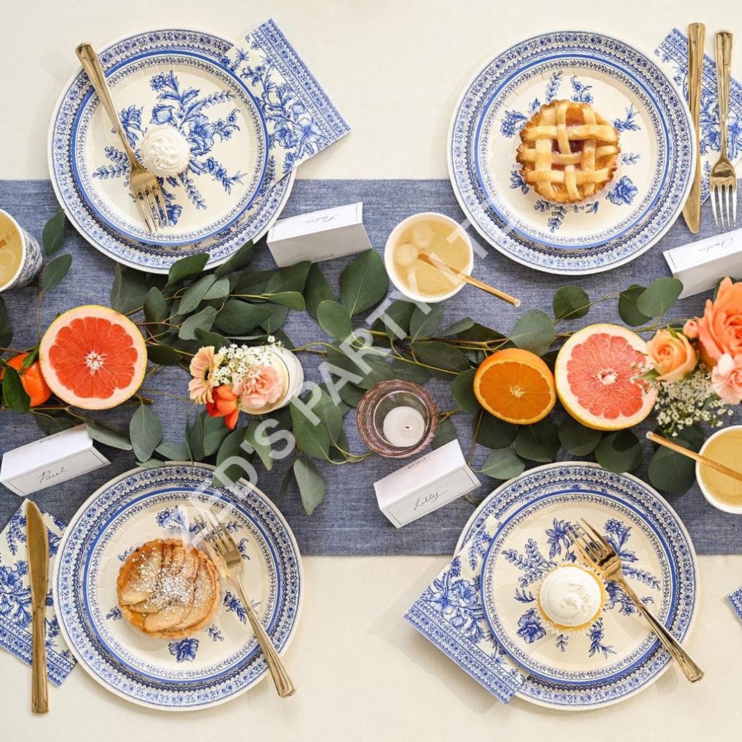 Blue French Toile Large Napkins x 25 - Image 3