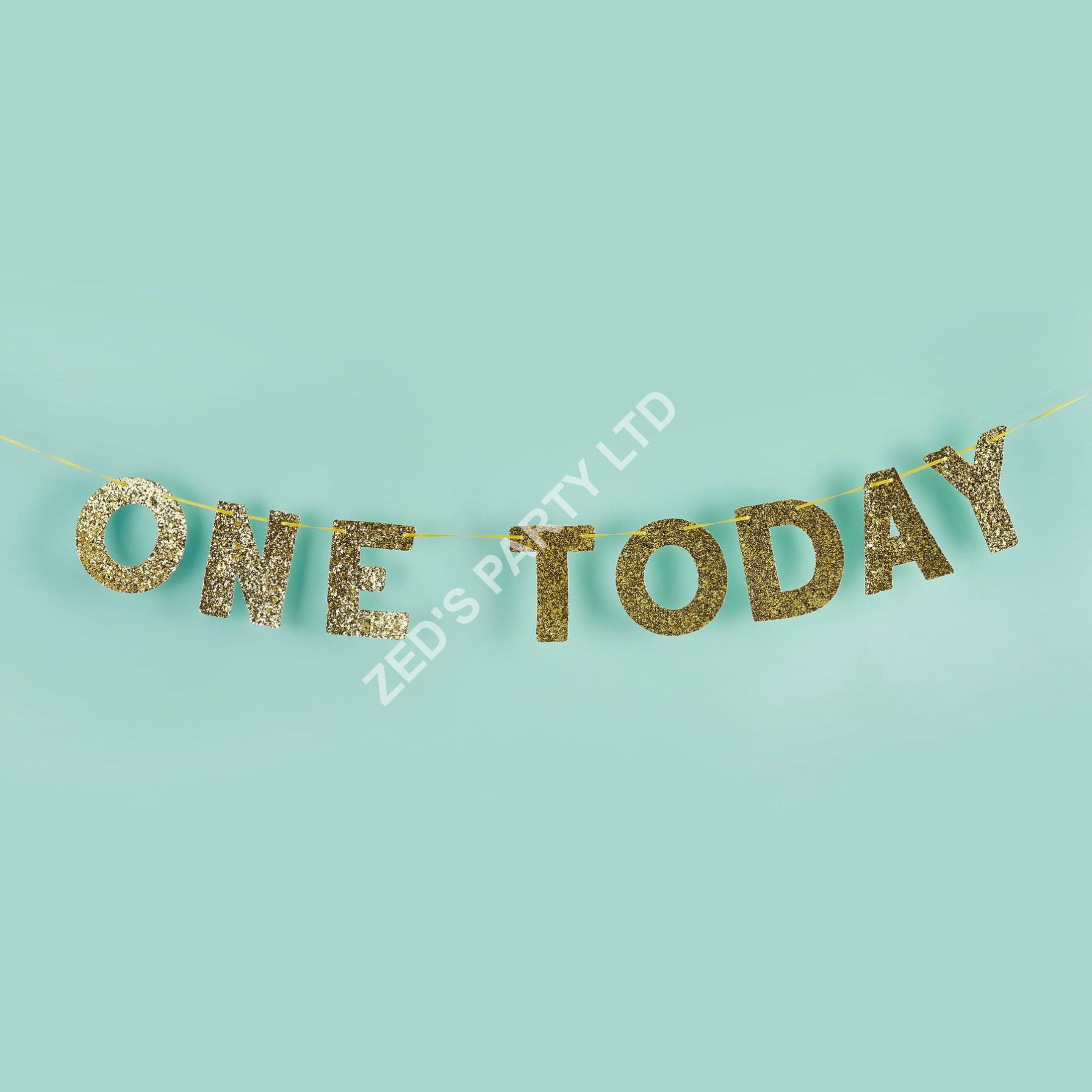 One Today Gold Glitter First Birthday Banner 2M - Image 3