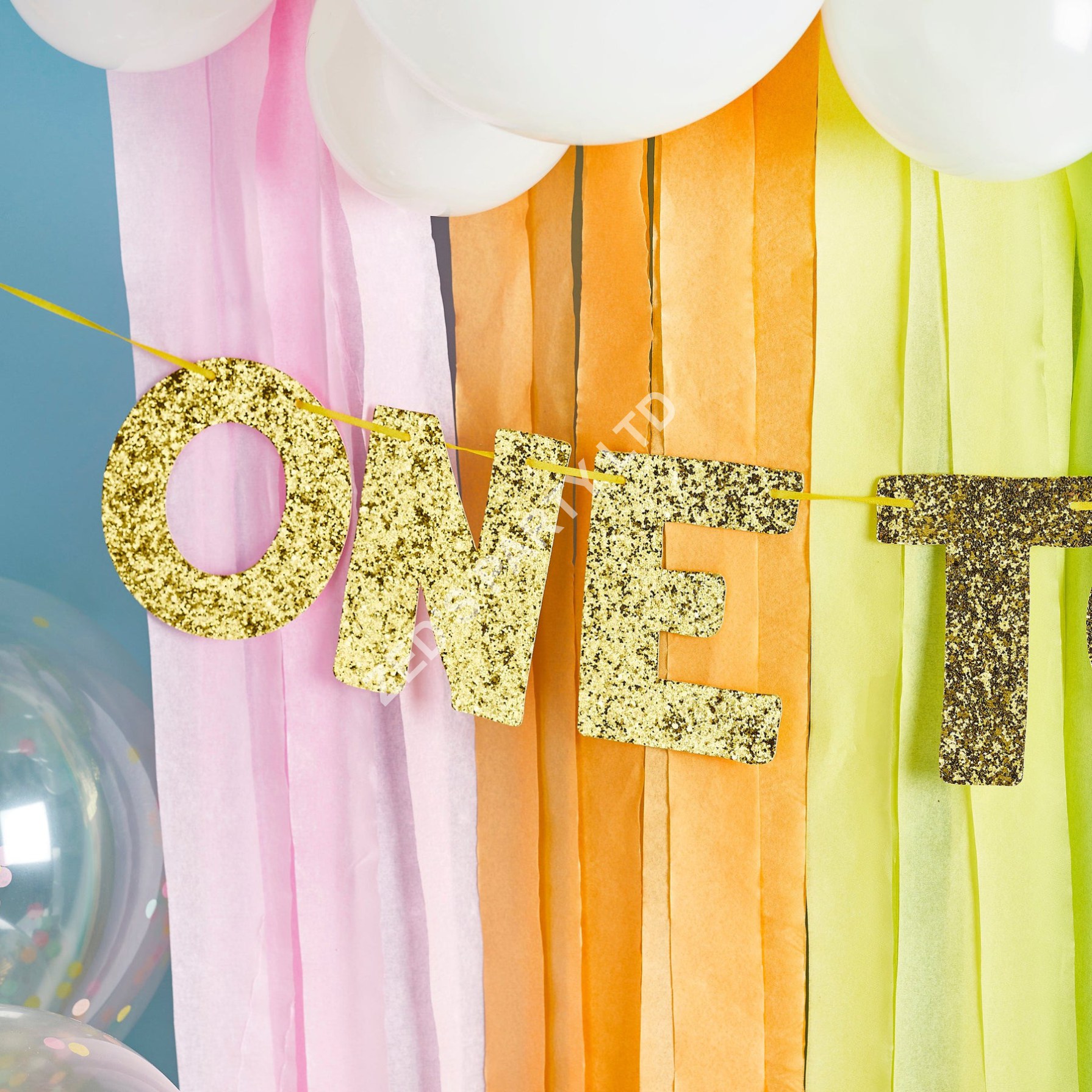 One Today Gold Glitter First Birthday Banner 2M - Image 4