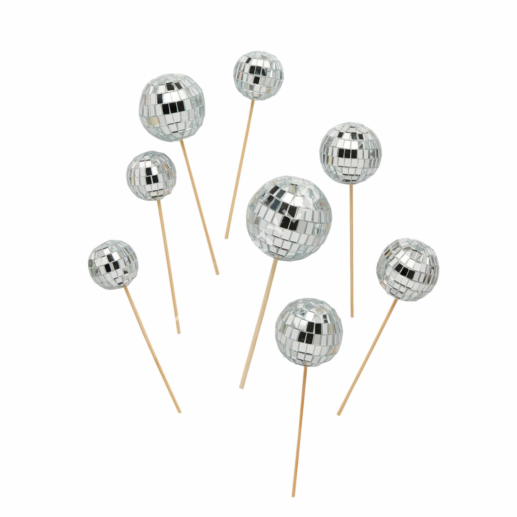 Silver Disco Ball Cake Decorations – Pack of 8 - Image 4