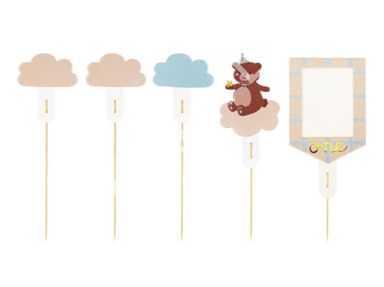 Teddy Bear 1st Birthday Cake Toppers x 5 - Image 3