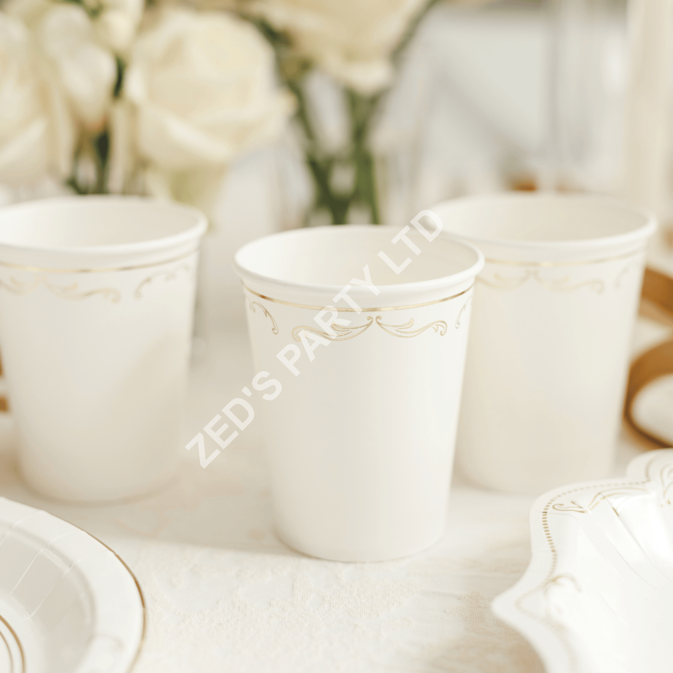 White Lace Style Paper Cups x 6